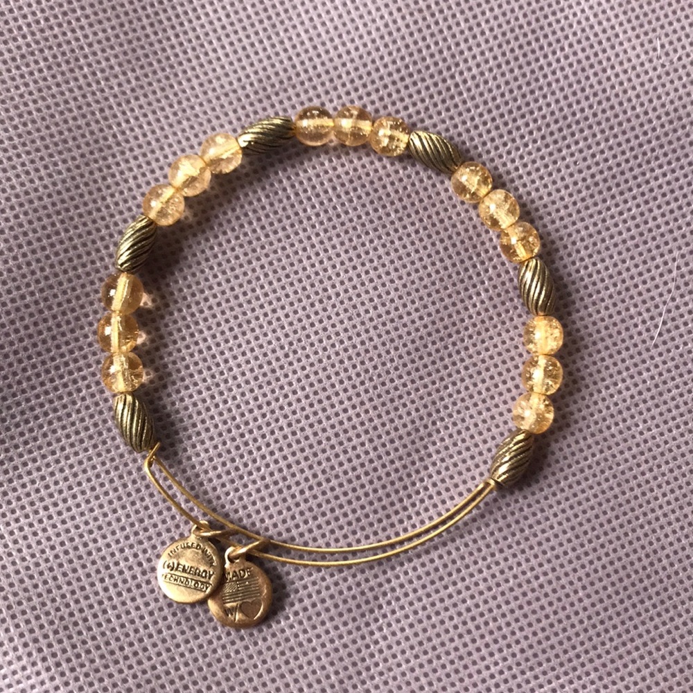Alex and Ani gold and champagne beaded bracelet